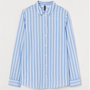 H&M Blue and White striped Button Down Blouse